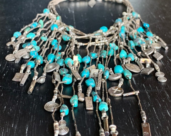 Tibetan turquoise necklace with 7 strands antique
