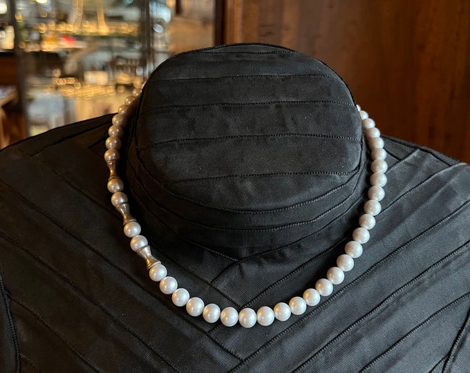 pearl necklace with antique silver