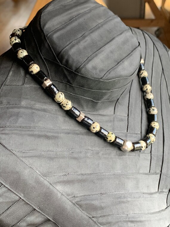 Halskette mit Dalmatiner Perlen, Antiken Silberte… - image 2