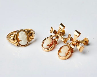 JEWELRY SET, 18k gold ring & earrings