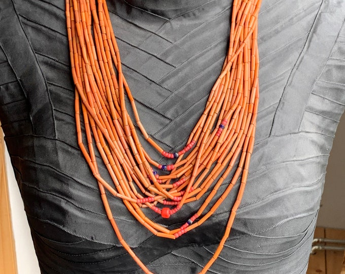 Coral necklace brown 15 strands without clasp collector's item antique