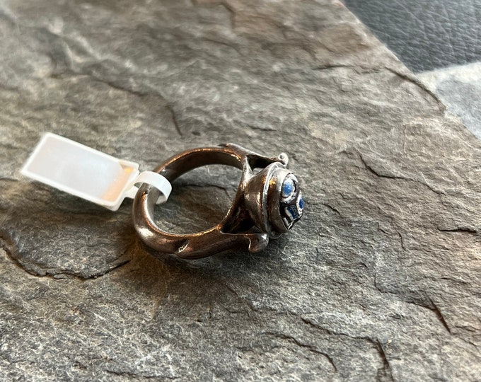African silver ring with glass bead