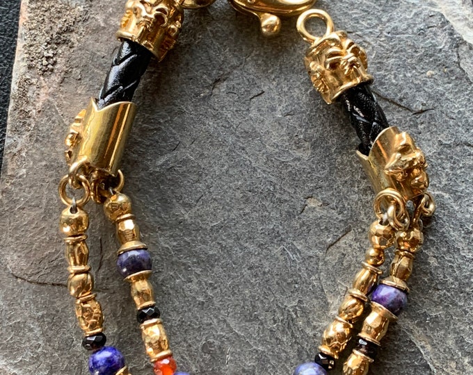 Elf Craft Bracelet 925 Silver Gold Plated with Lapis Lazuli