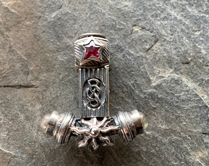 Pedant 925 with Labradorite and red Zirconia by Elf Craft