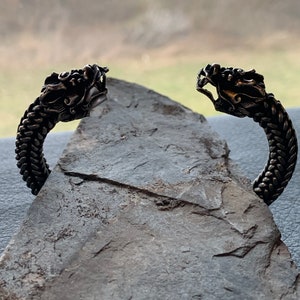 Silver dragon head bracelet