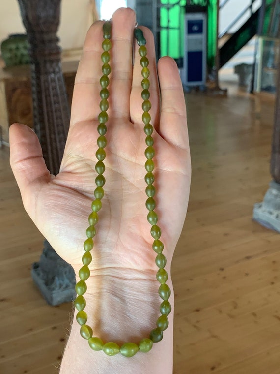 Edel Serpentin Halskette mit Silberverschluss Ant… - image 5