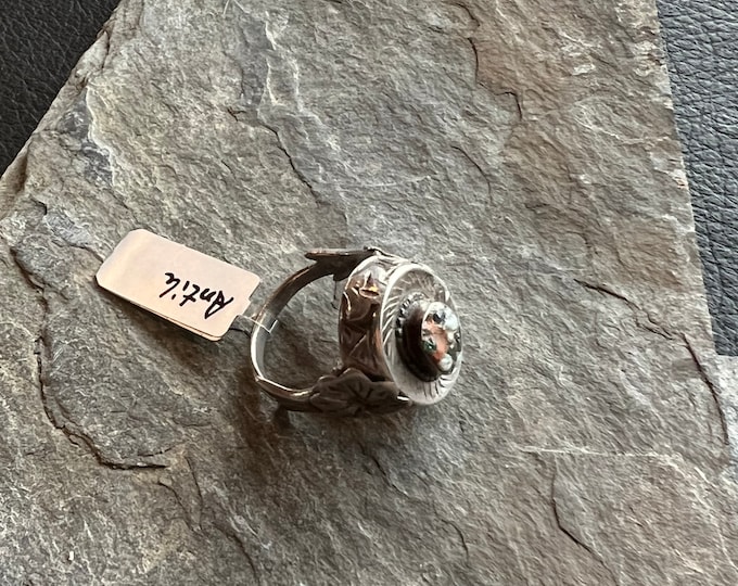 Antique silver ring with glass pearl