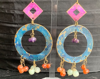 Handmade drop earrings from the USA (tinplate hand-painted)