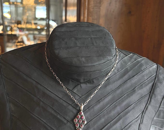 Antique Indian silver chain garnet gemstone