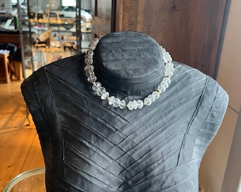 rock crystal necklace with gold