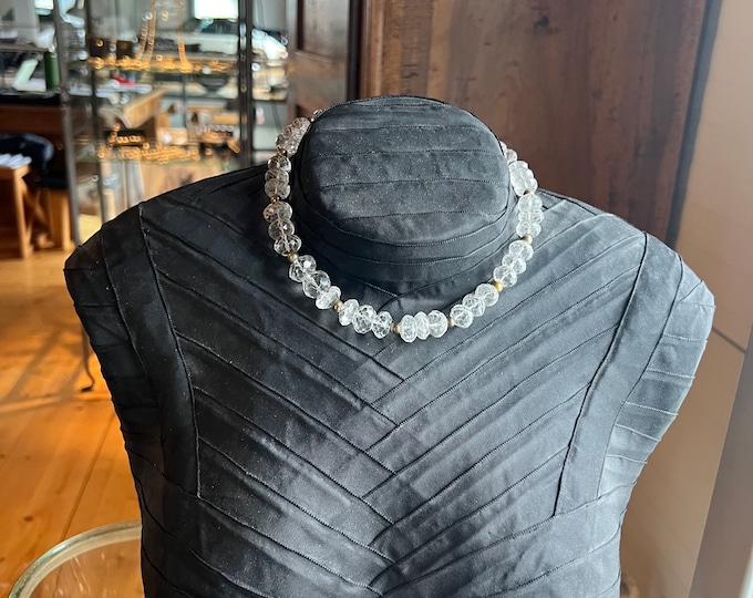 rock crystal necklace with gold