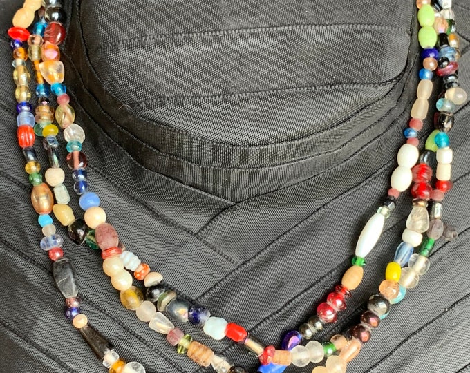 Venetian glass bead necklace three strands