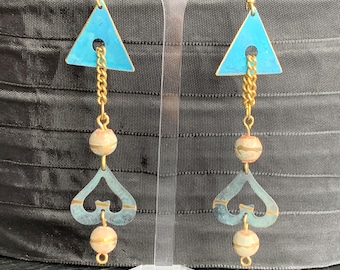 Handmade drop earrings from the USA (tinplate hand-painted)