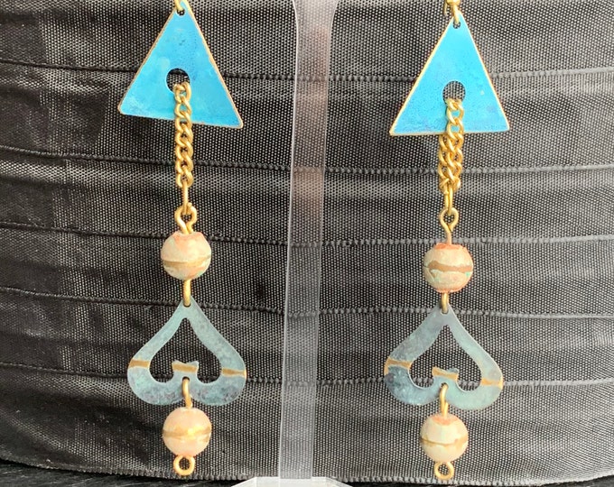 Handmade drop earrings from the USA (tinplate hand-painted)