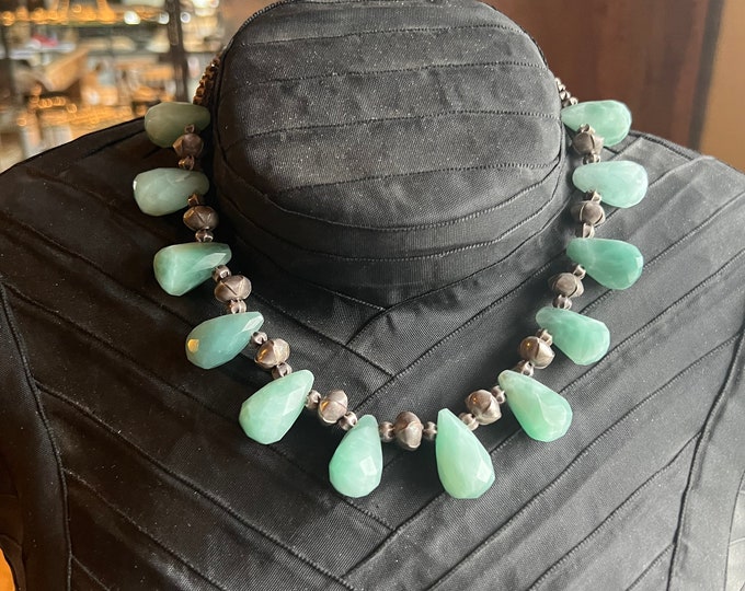 Aquamarine necklace with silver