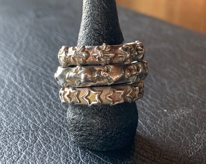 Spiral silver ring 925 lily, skull, stars by Elf Craft
