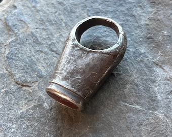 Antique silver signet ring with carnelian stone