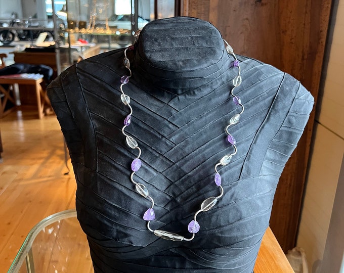 Amethyst and smoky quartz necklace