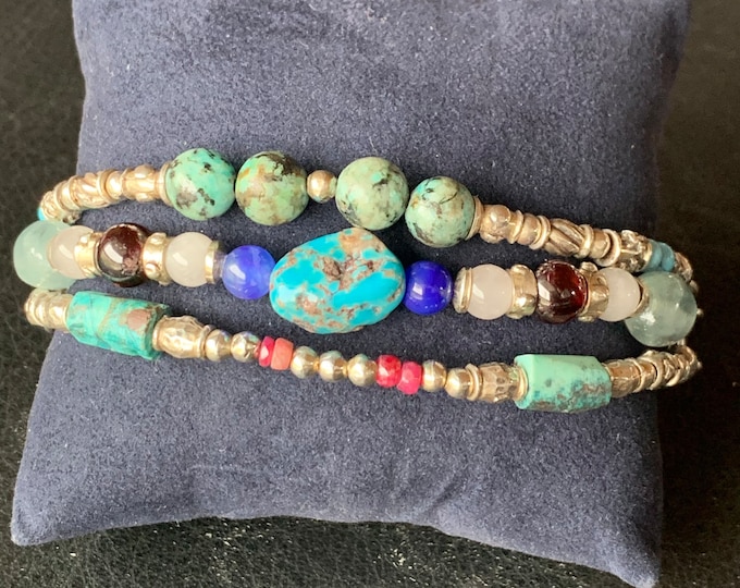 Silver bracelet 925 by Elf Craft with turquoise / precious stones
