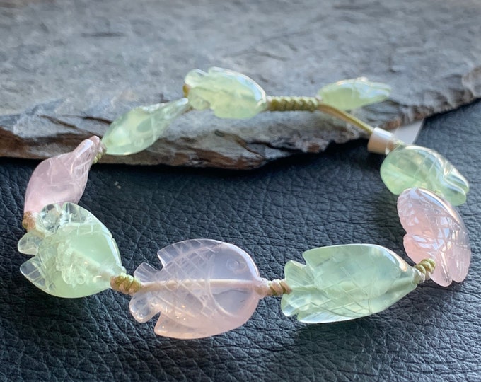 Prehnite + Rose Quartz Bracelet