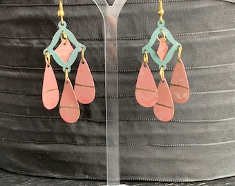 Handmade drop earrings from the USA (tinplate hand-painted)