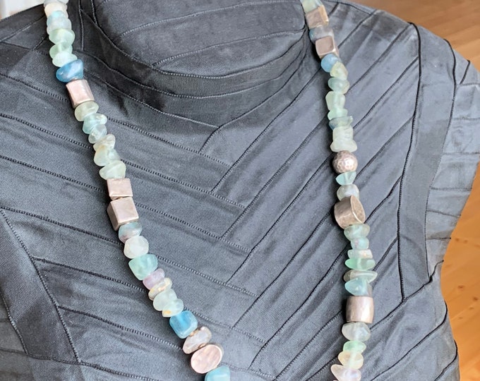 Fluorite necklace with handmade silver parts