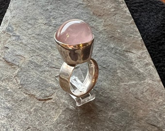 Star rose quartz silver ring