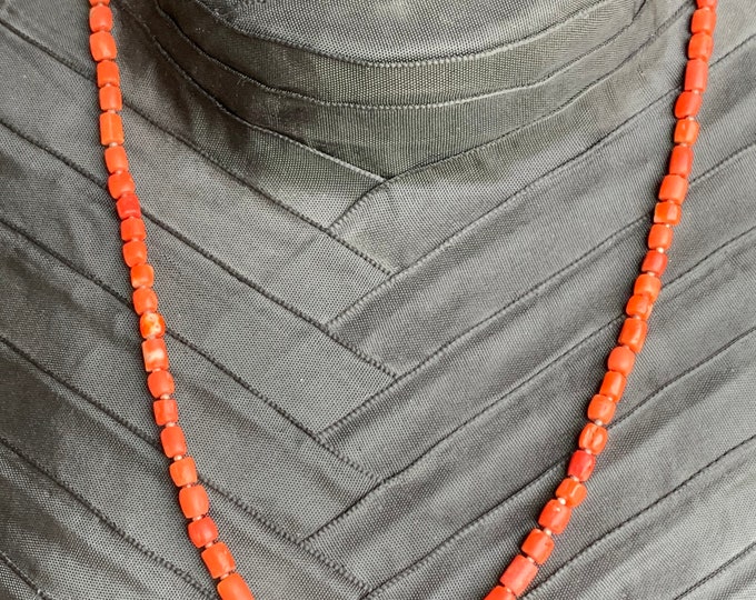 Antique coral necklace with silver beads