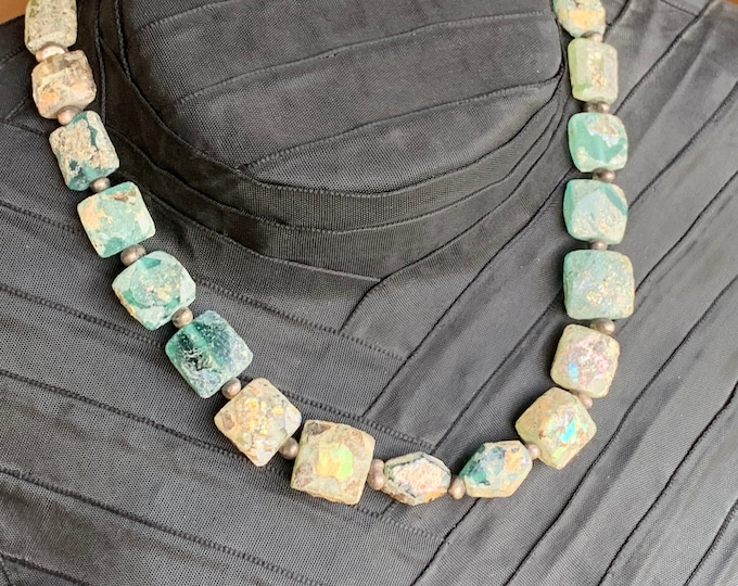 Necklace excavation old glass with silver parts