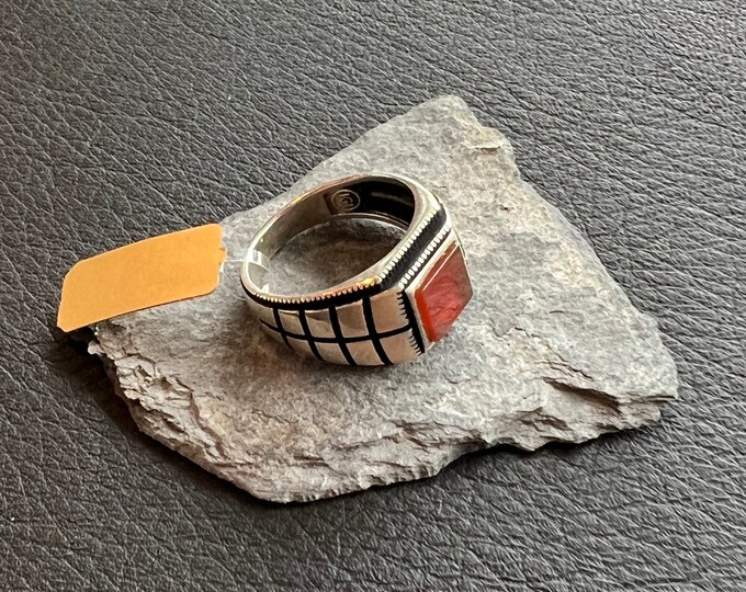 Silver ring with carnelian - Art Deco