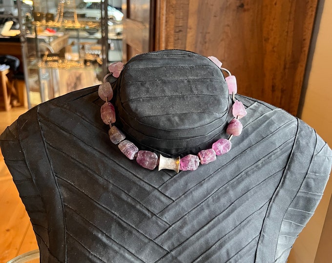 silver necklace with fluorite gemstone