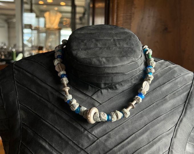 Antique necklace with gemstones and silver