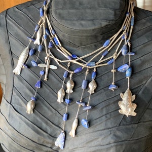 Lapis lazuli necklace with silver parts old