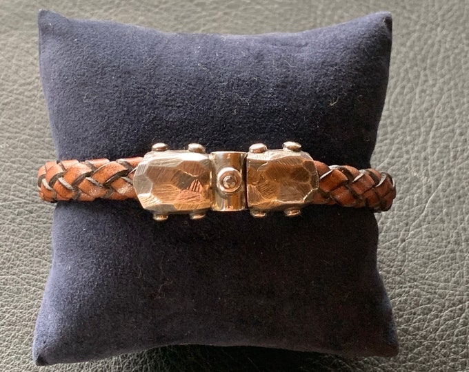Leather bracelet with 925 silver clasp Meteorite certificate Elf Craft