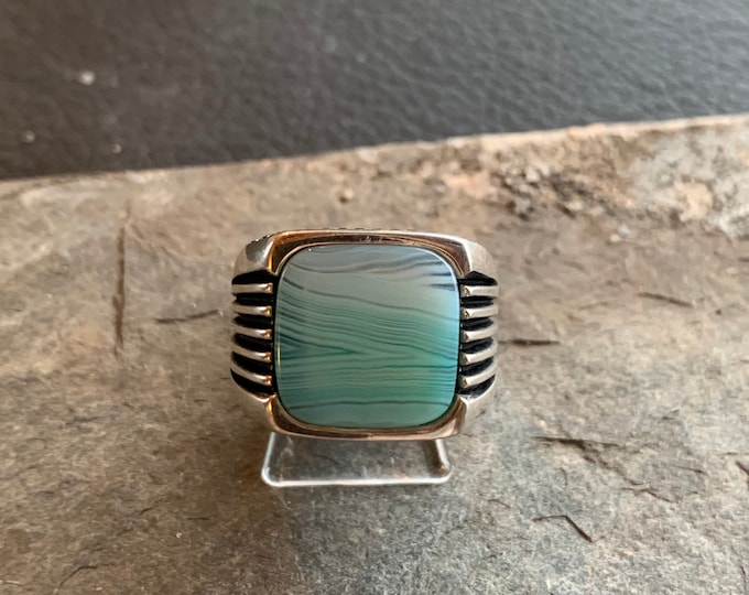 Silver ring with chalcedony