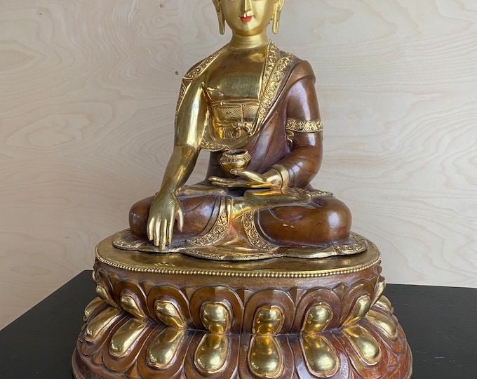 Buddha sculpture brass gold leaf plated from Burma
