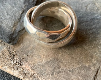 Silver ring double