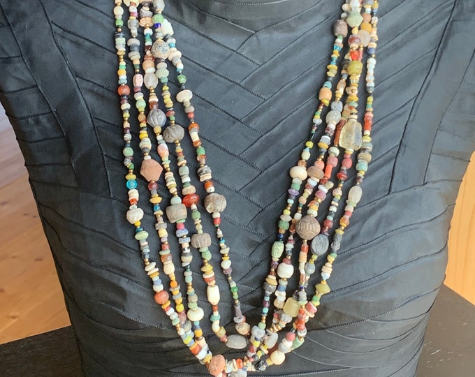 Antique Tibetan glass bead necklace