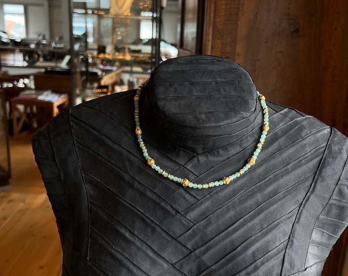 Gold-plated aquamarine necklace