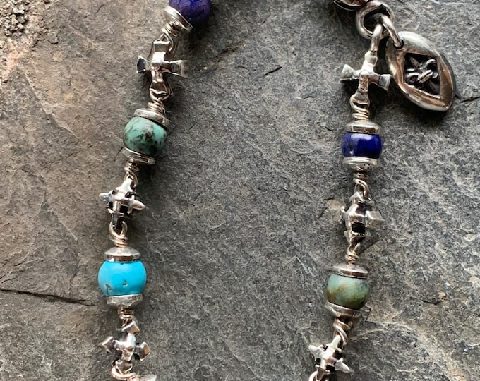 Silver bracelet 925 by Elf Craft with turquoise and lapis lazuli