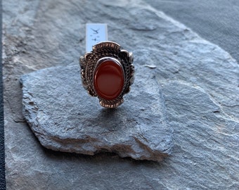 Silver ring with carnelian