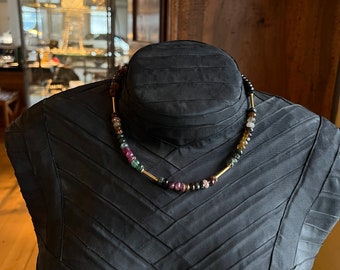Tourmaline necklace with gold
