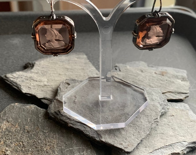 Earrings silver with glass