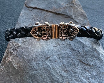 Leather bracelet with 925 silver clasp Certificate 2 Meteorite