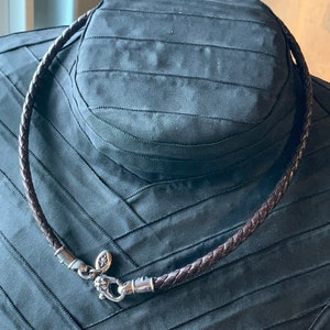 Braided leather necklace with 925 silver clasp by Elf Craft