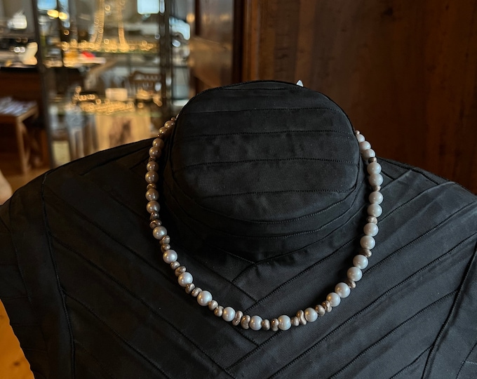 pearl necklace with antique silver