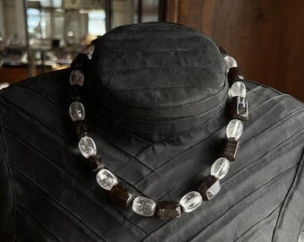 Tourmaline and rock crystal necklace with silver