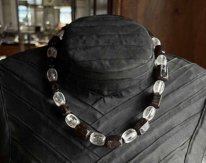 Tourmaline and rock crystal necklace with silver