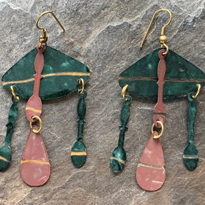 Handmade drop earrings from the USA (tinplate hand-painted)