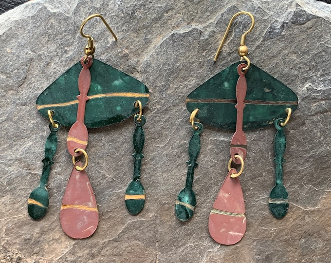 Handmade drop earrings from the USA (tinplate hand-painted)